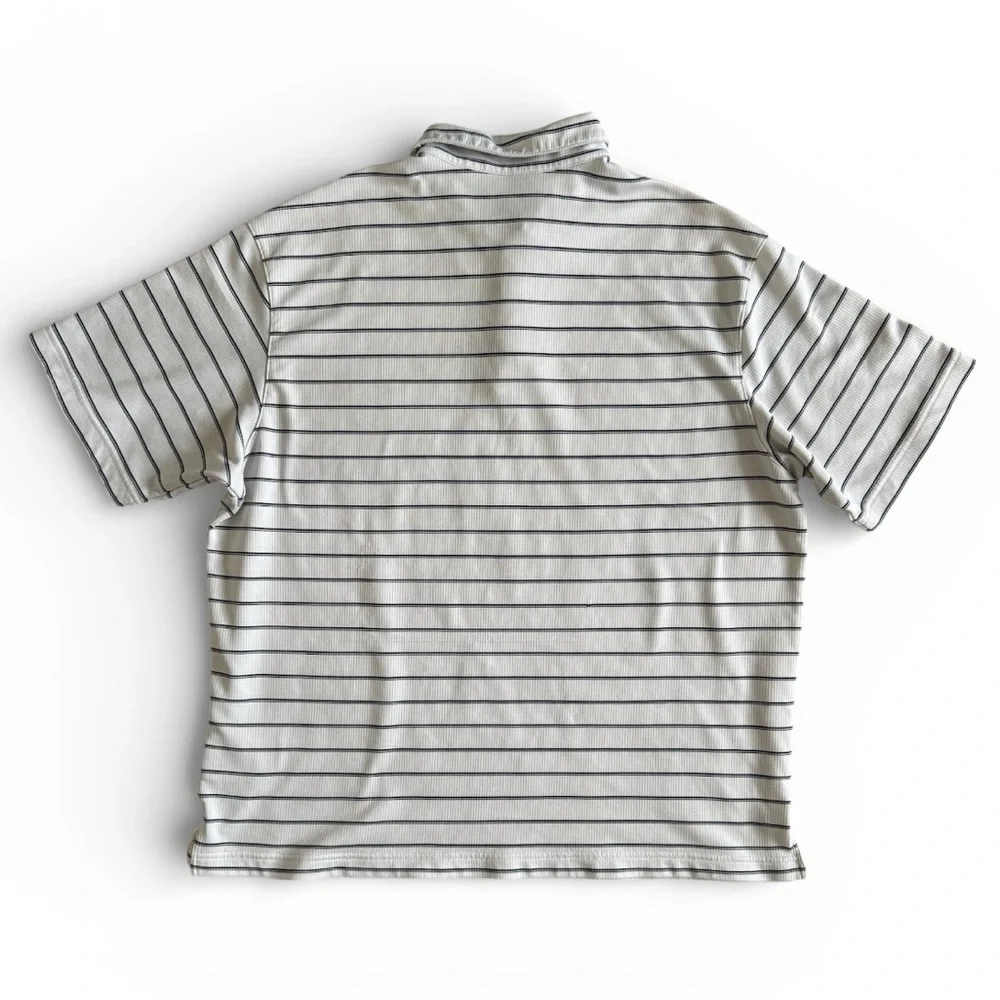 Nike Dri-FIT Striped Polo Shirt Golf Performance Preppy Resort White Black XL